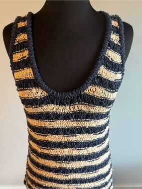 rag & bone Navy and Cream Striped Knit Tank